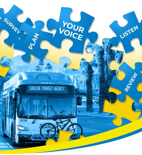 Bus with puzzle pieces saying
